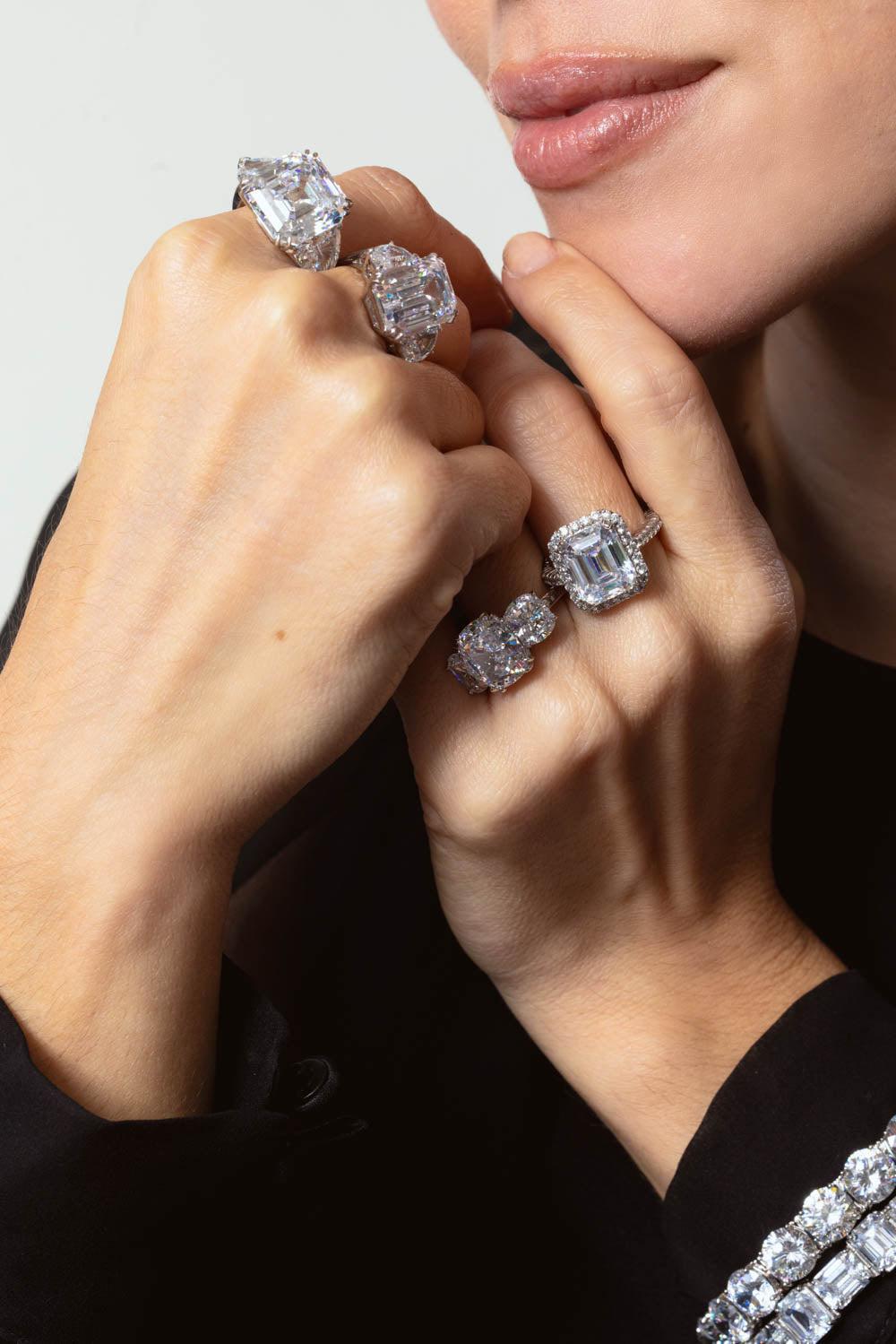 FANTASIA by DESERIO-Half Moon Cz Ring-WHITE GOLD