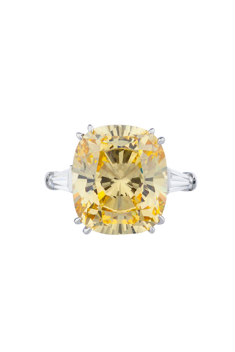 FANTASIA by DESERIO-Canary Cushion Baguette Ring-WHITE GOLD