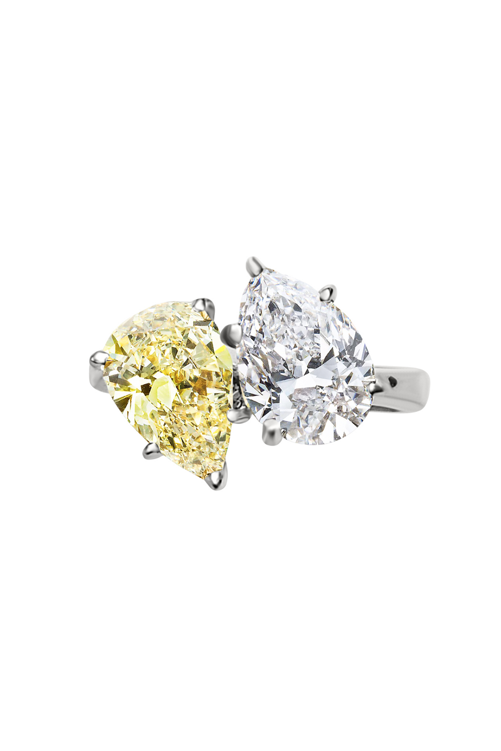 FANTASIA by DESERIO-Canary Pear Cut Ring-WHITE GOLD