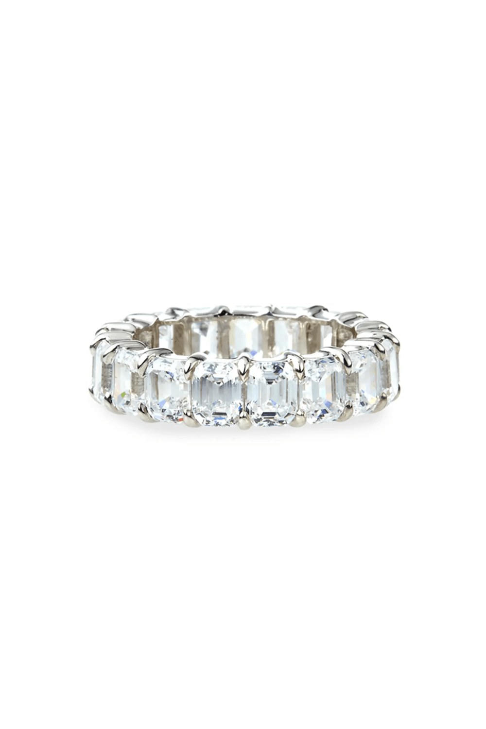 FANTASIA by DESERIO-Emerald Cut Eternity Band-WHITE GOLD