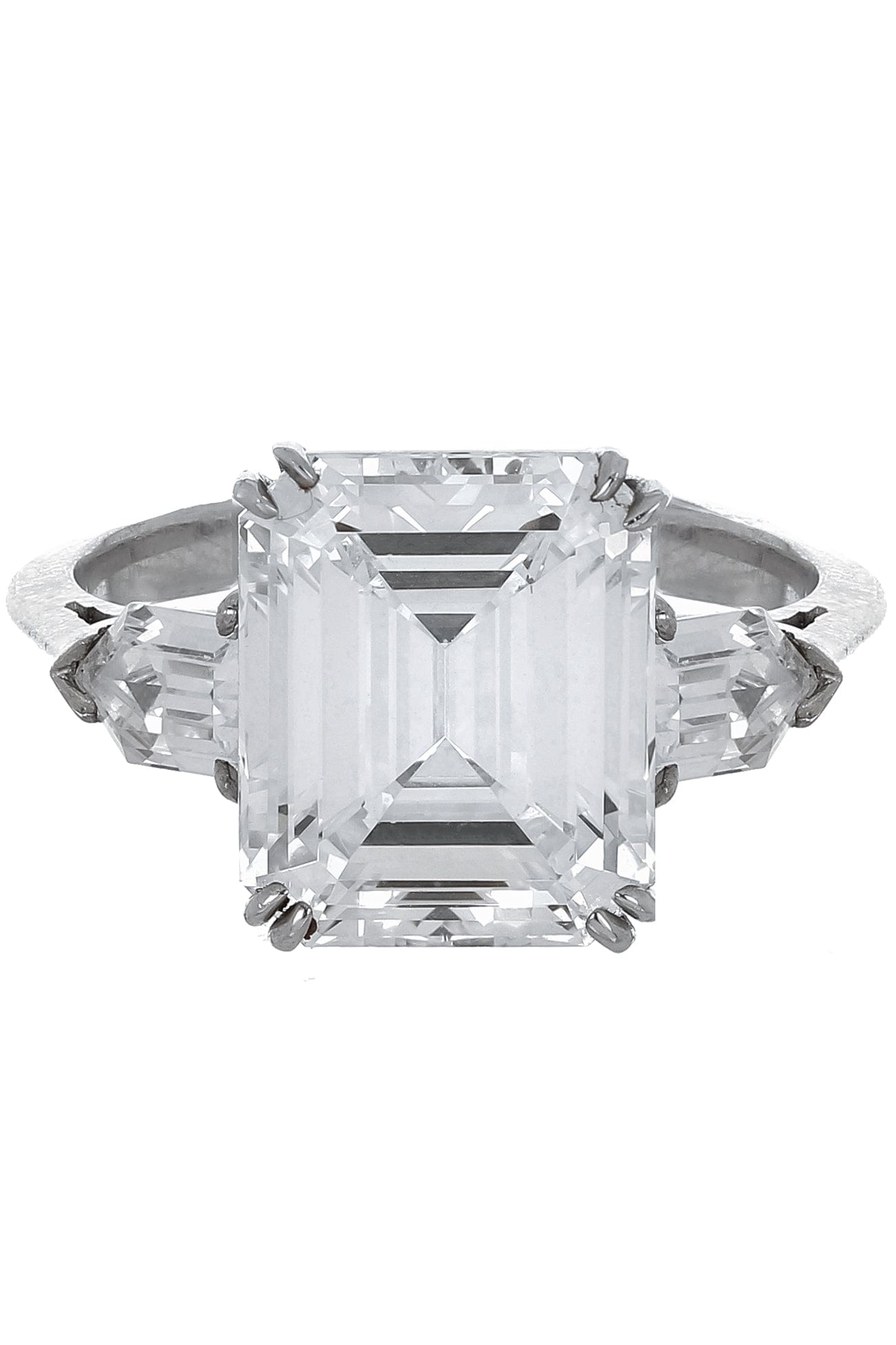 FANTASIA by DESERIO-Emerald Cut Three Stone Ring-WHITE GOLD