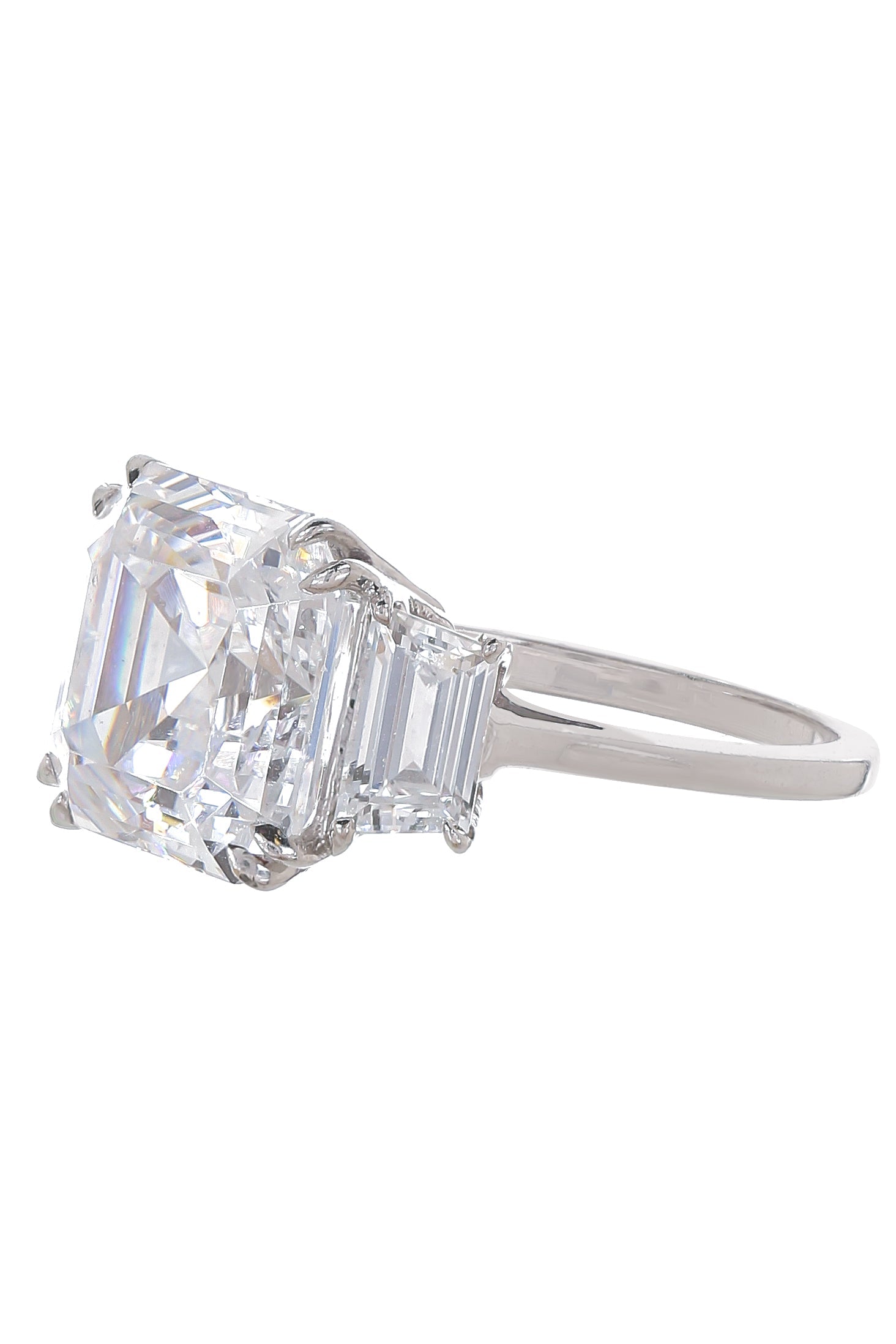 FANTASIA by DESERIO-11ct Asscher with Trapezoid Sides Ring-WHITE GOLD