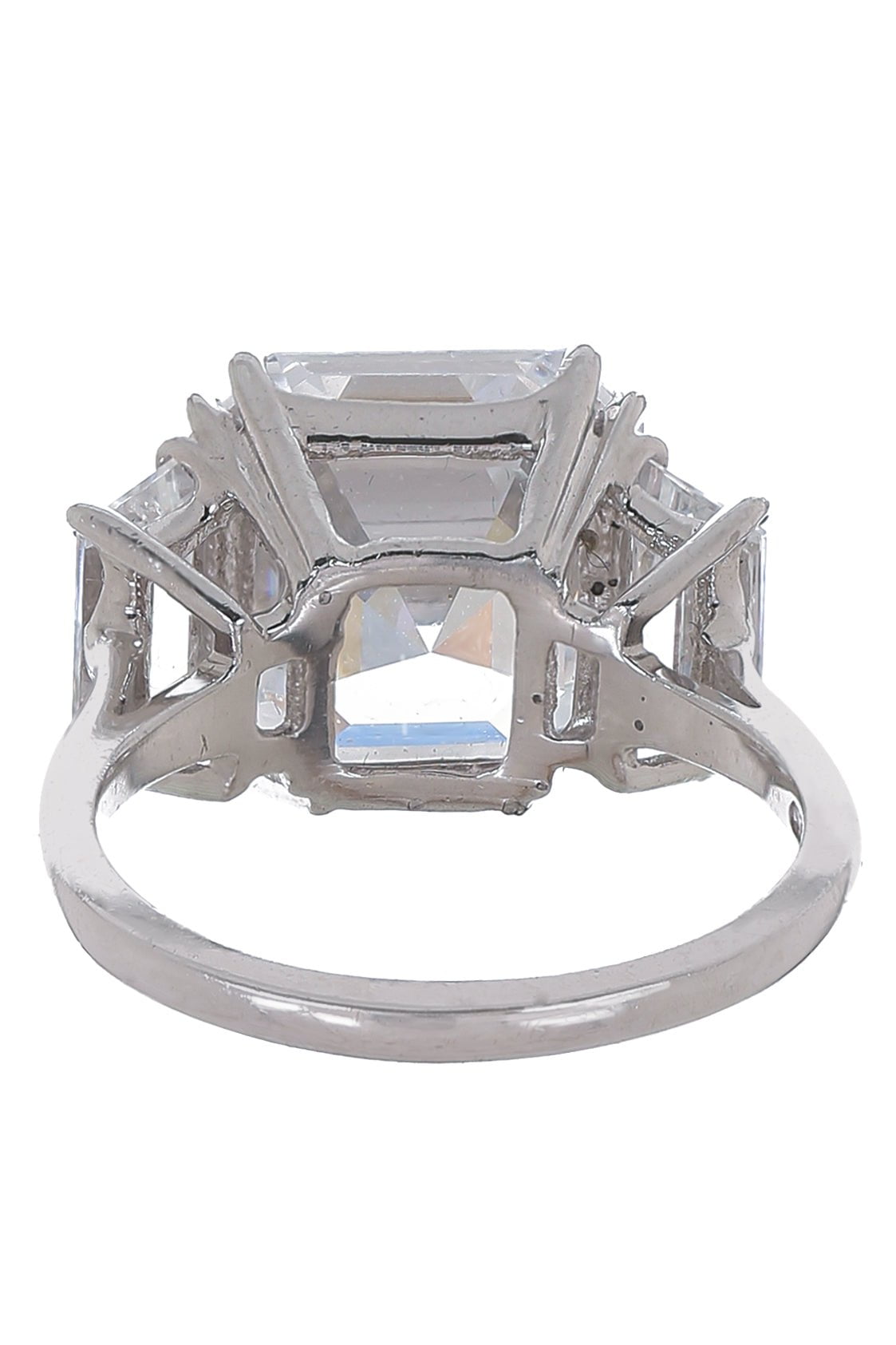 FANTASIA by DESERIO-11ct Asscher with Trapezoid Sides Ring-WHITE GOLD