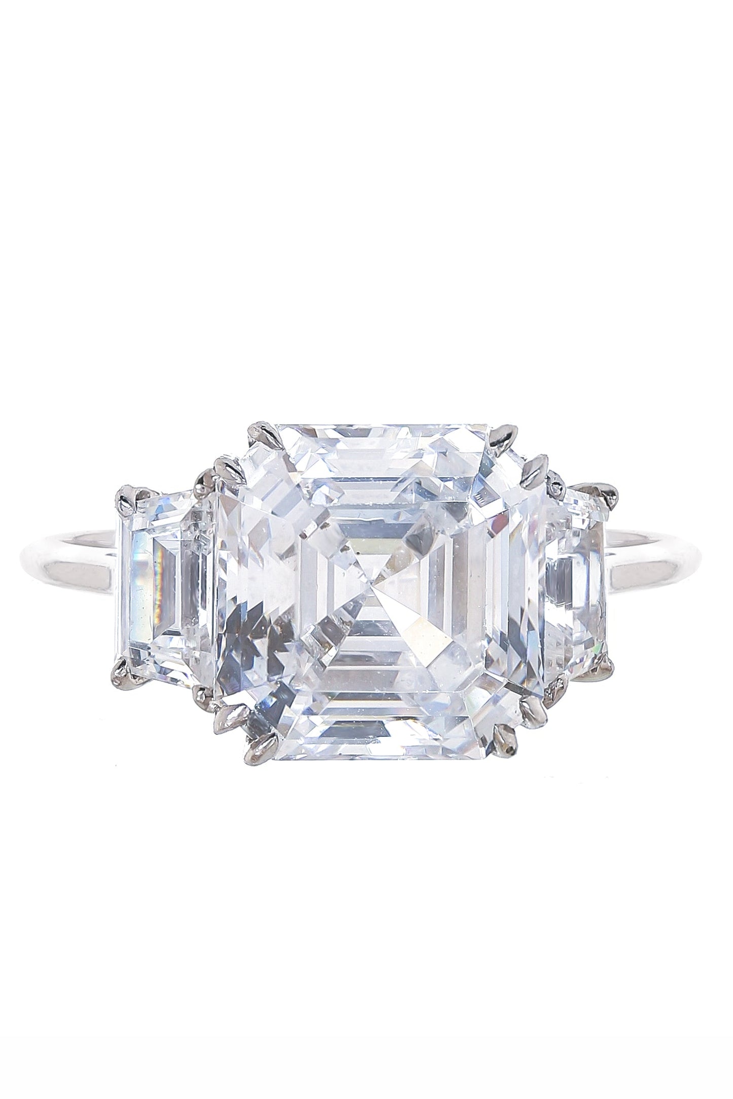FANTASIA by DESERIO-11ct Asscher with Trapezoid Sides Ring-WHITE GOLD