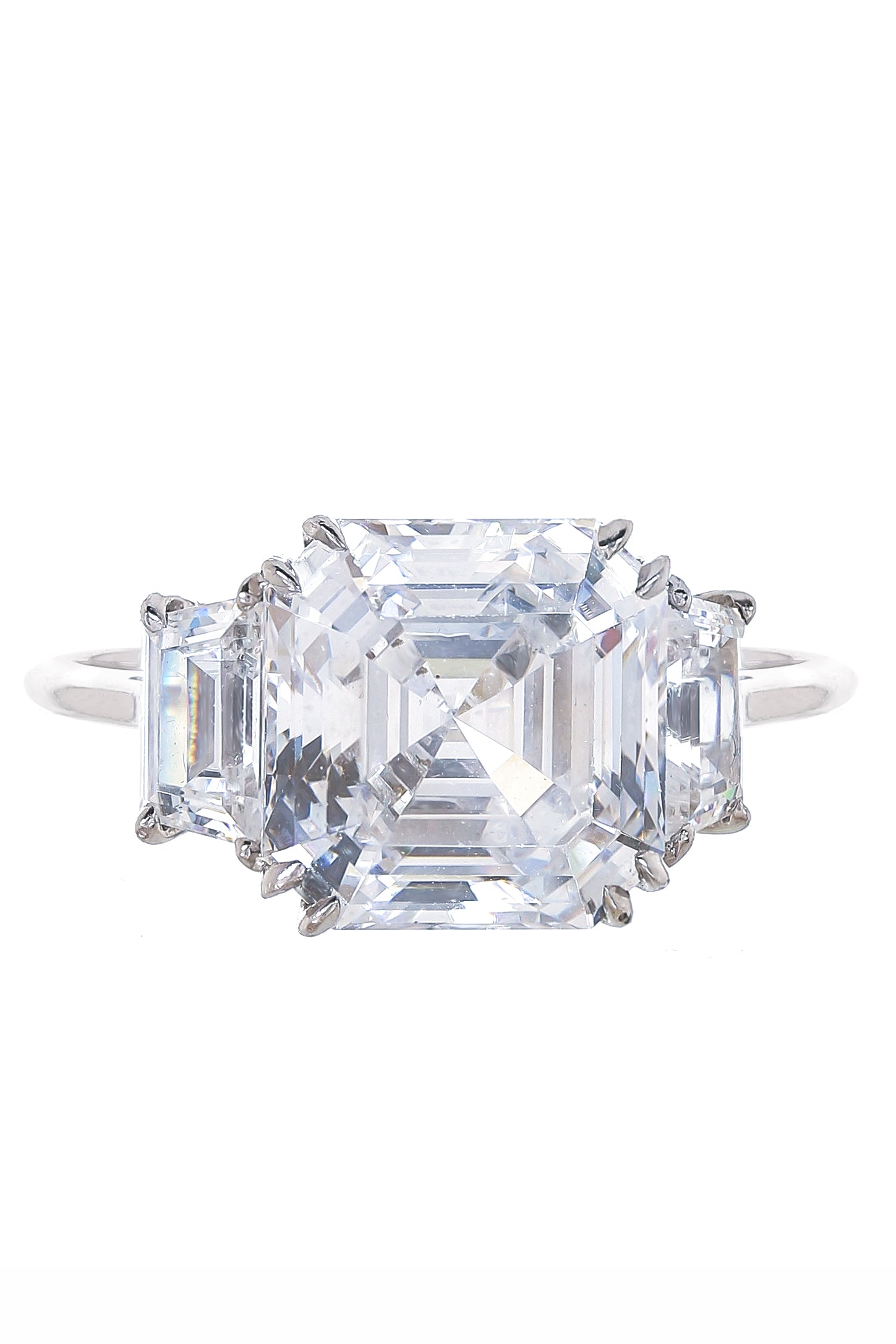FANTASIA by DESERIO-11ct Asscher with Trapezoid Sides Ring-WHITE GOLD