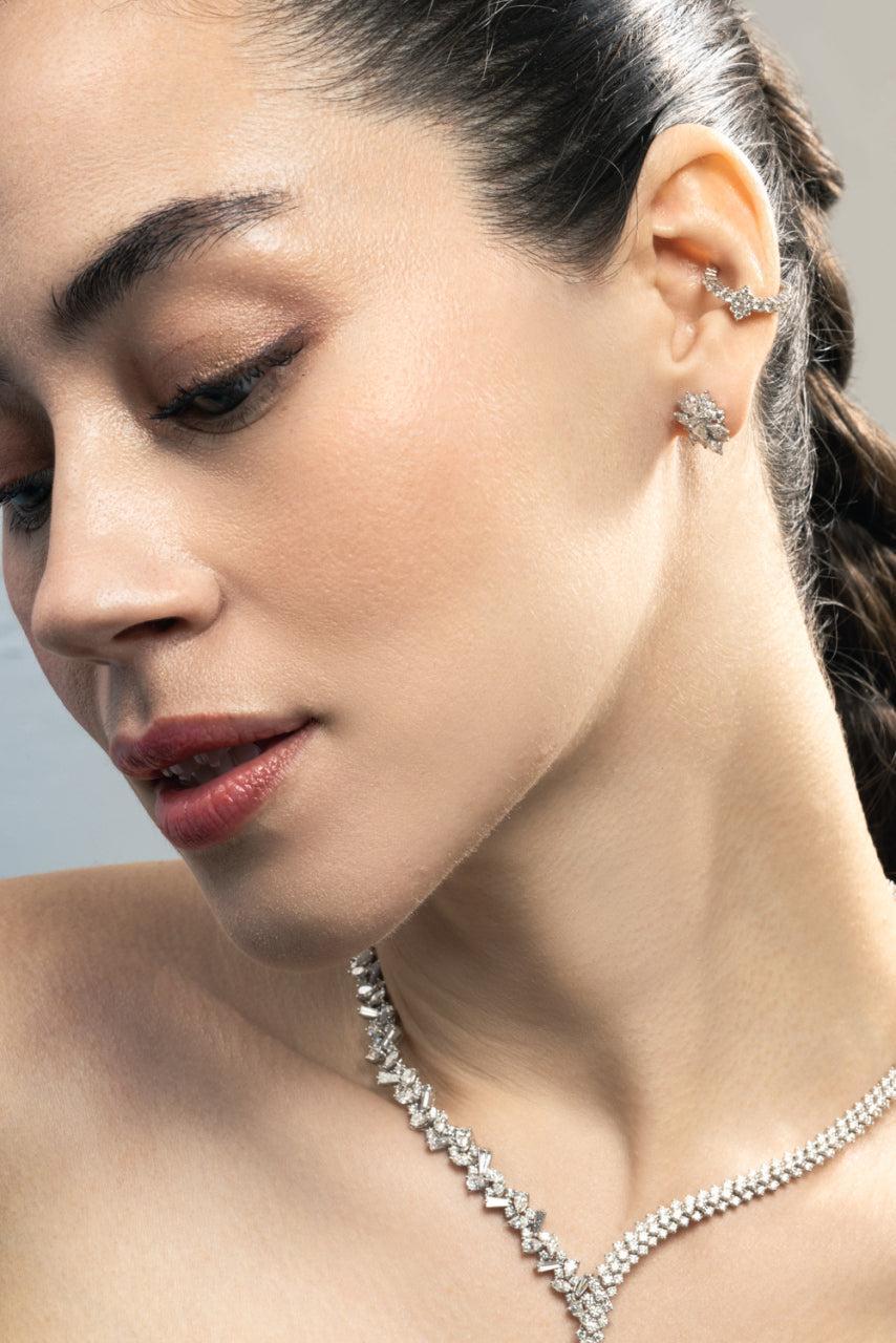 Diamond Pear Marquise Stud Earrings-WHITE GOLD-JEWELRYFINE JEWELEARRING-YEPREM