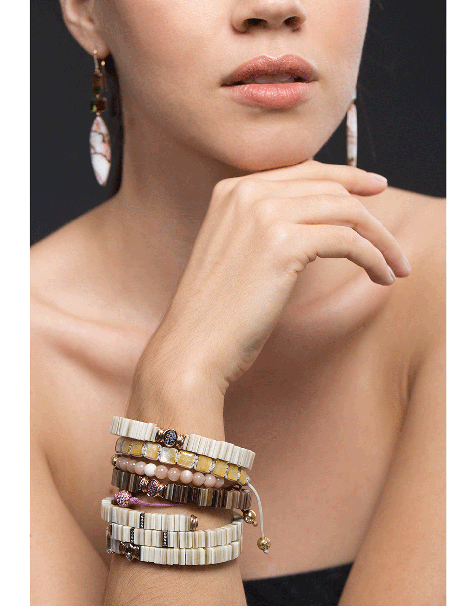 FEDERICA RETTORE-Blond Zebu Horn Pink Sapphire Bracelet-ROSE GOLD