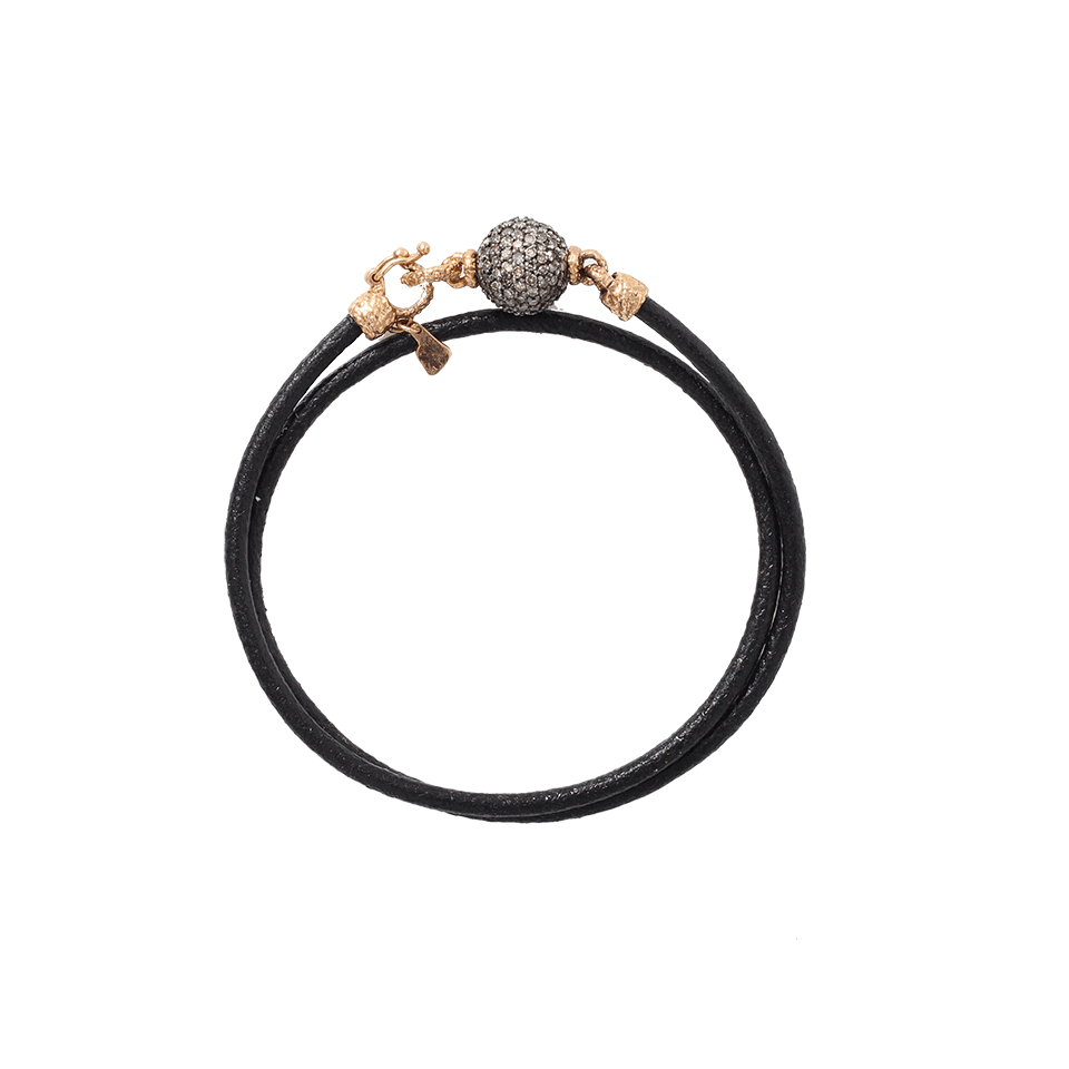 FEDERICA RETTORE-Diamond Ball Leather Wrap Bracelet-ROSE GOLD