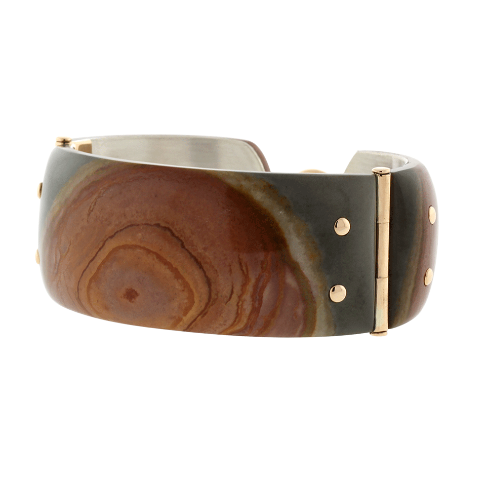 FEDERICA RETTORE-Gea Light Blue And Orange Jasper Bracelet-ROSE GOLD