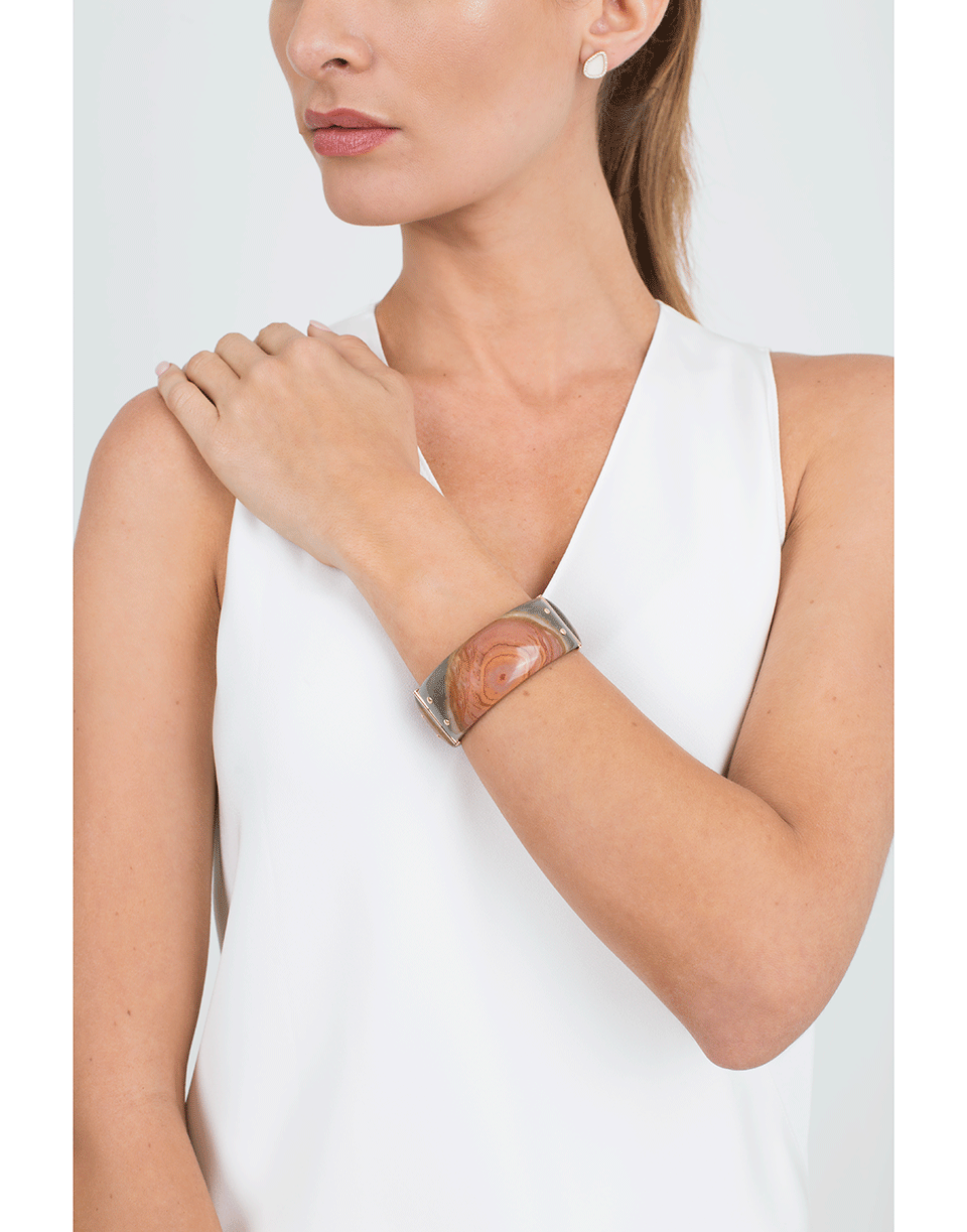 FEDERICA RETTORE-Gea Light Blue And Orange Jasper Bracelet-ROSE GOLD