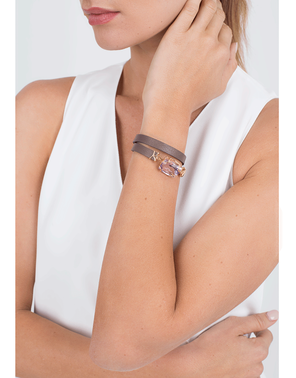 FEDERICA RETTORE-Gemma Amethyst Wrap Bracelet-ROSE GOLD