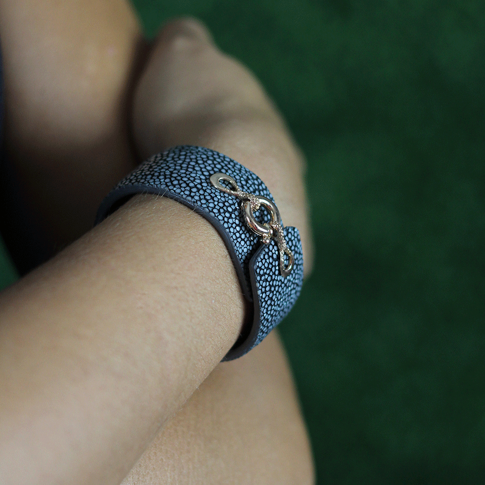 FEDERICA RETTORE-Grey Stingray And Leather Bracelet-ROSE GOLD