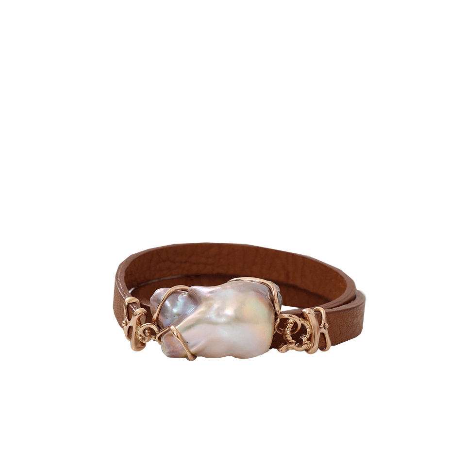 FEDERICA RETTORE-Luce Pearl Wrap Bracelet-ROSE GOLD