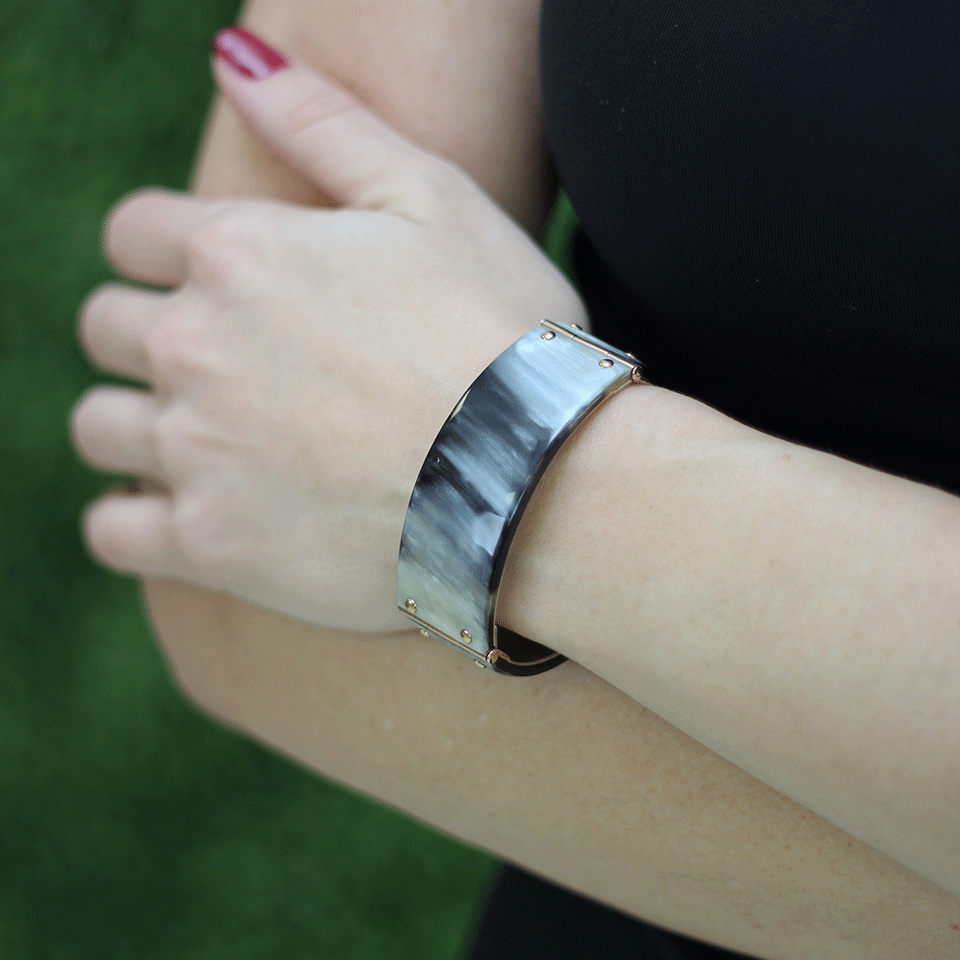 FEDERICA RETTORE-Melange Black Zebu Horn Cuff-ROSE GOLD
