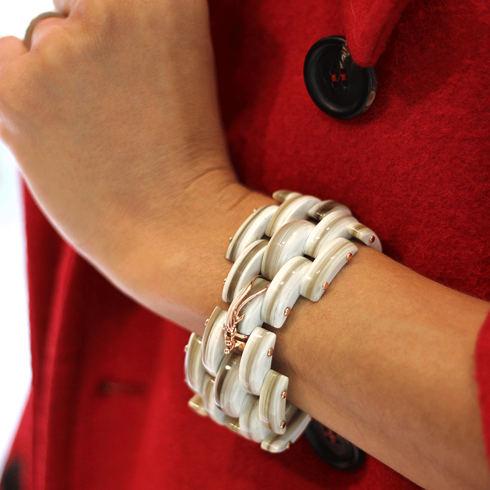 FEDERICA RETTORE-Nodo D'Amore Melange Zebu Horn Bracelet-ROSE GOLD