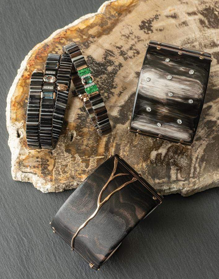 FEDERICA RETTORE-Pop Horn Topaz, Aquamarine, and Zebu Horn Bracelet-ROSE GOLD