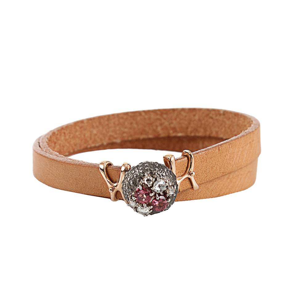 FEDERICA RETTORE-Sea Urchin Leather Wrap Bracelet-ROSE GOLD