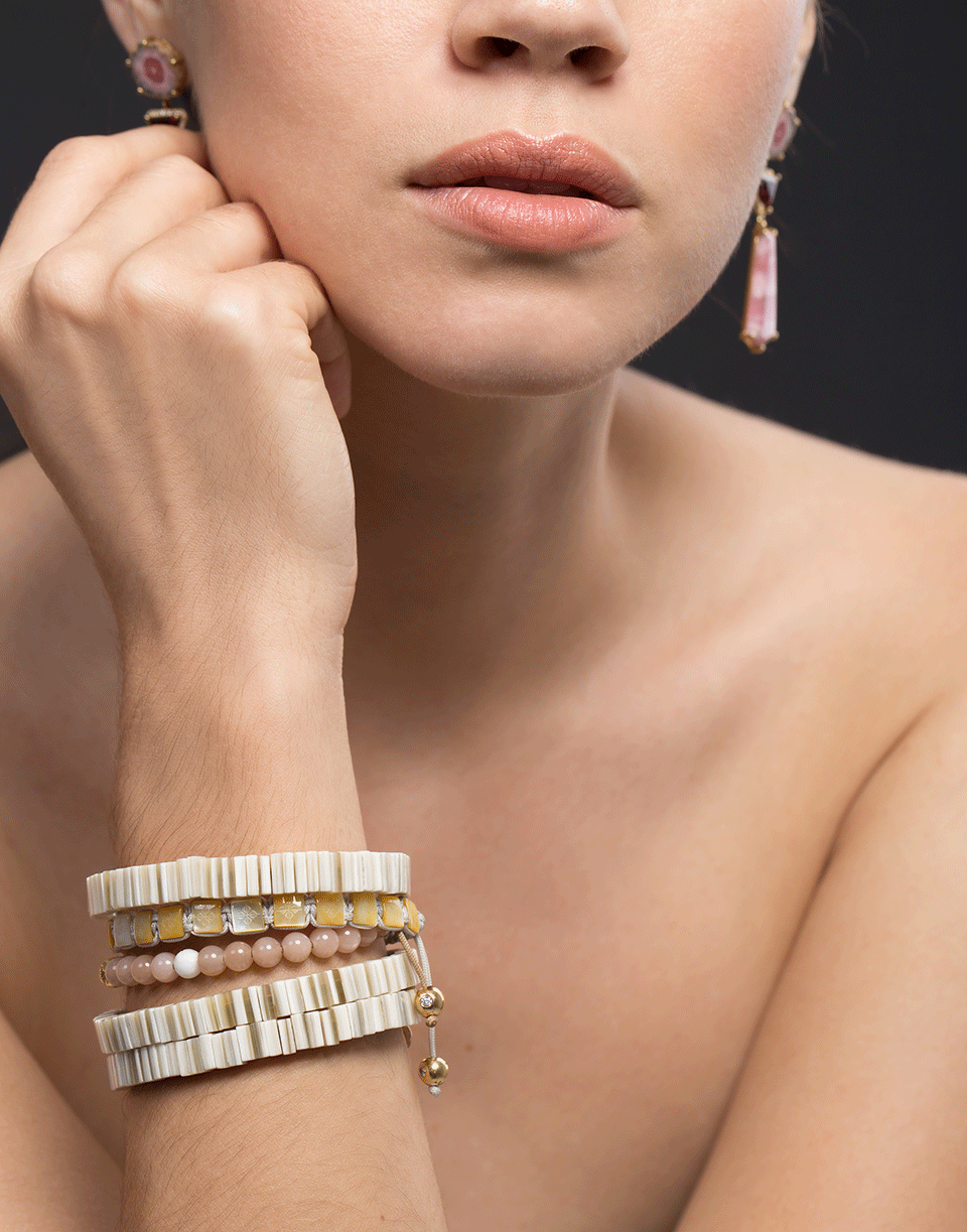 FEDERICA RETTORE-White Zebu Horn Blue Sapphire Bracelet-ROSE GOLD