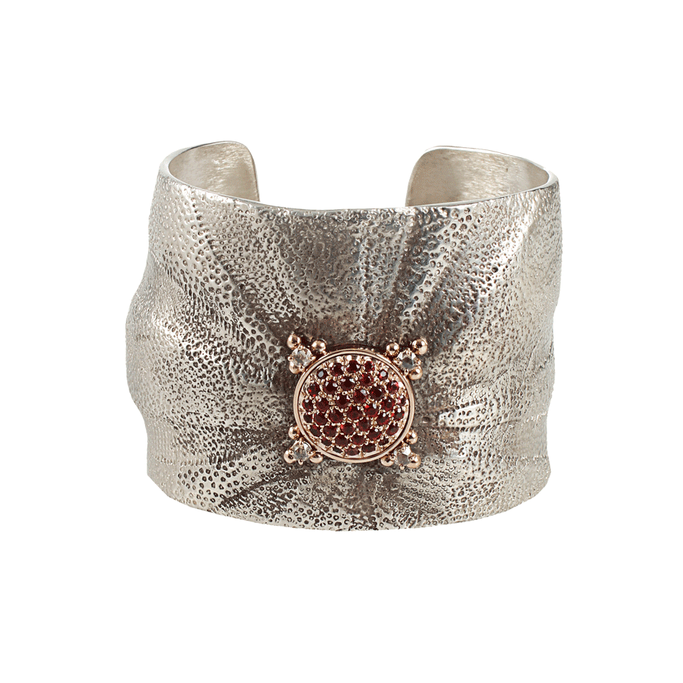 FEDERICA RETTORE-Wide Orange Sapphire Cuff-SILVER
