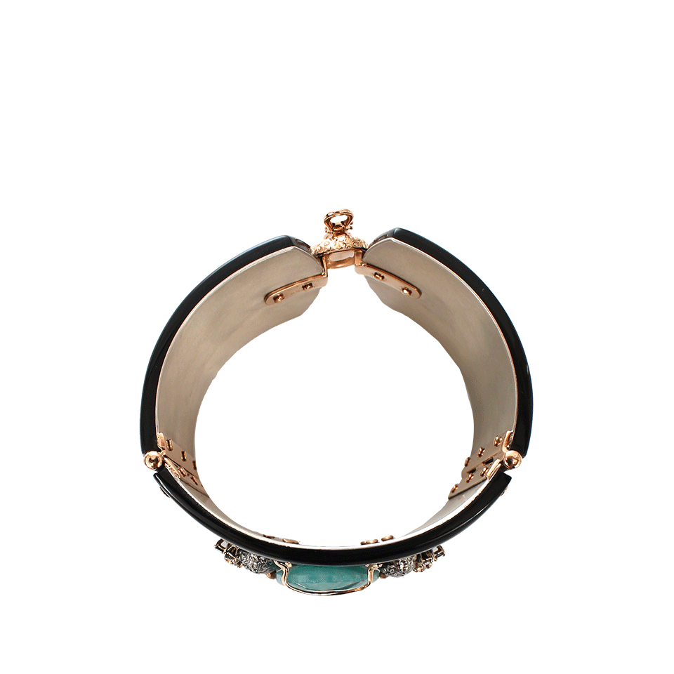 FEDERICA RETTORE-Amazonite and Black Zebu Horn Cuff Bracelet-ROSE GOLD
