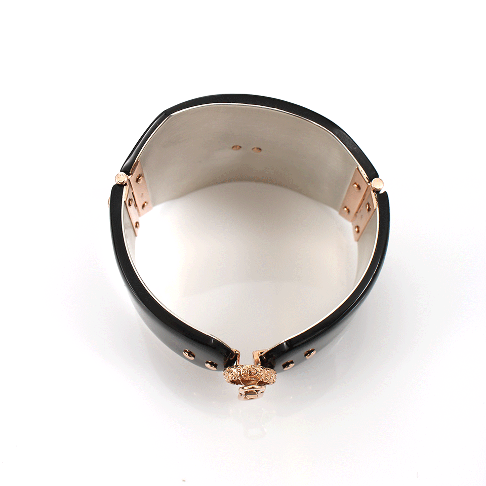 FEDERICA RETTORE-Melange Black Zebu Horn Cuff Bracelet-ROSE GOLD