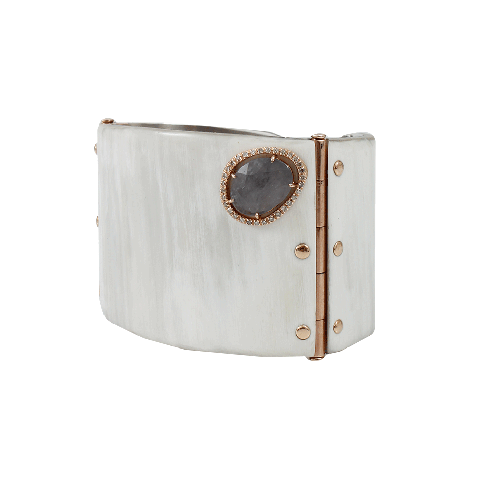 FEDERICA RETTORE-Melange White Zebu Horn Cuff-ROSE GOLD