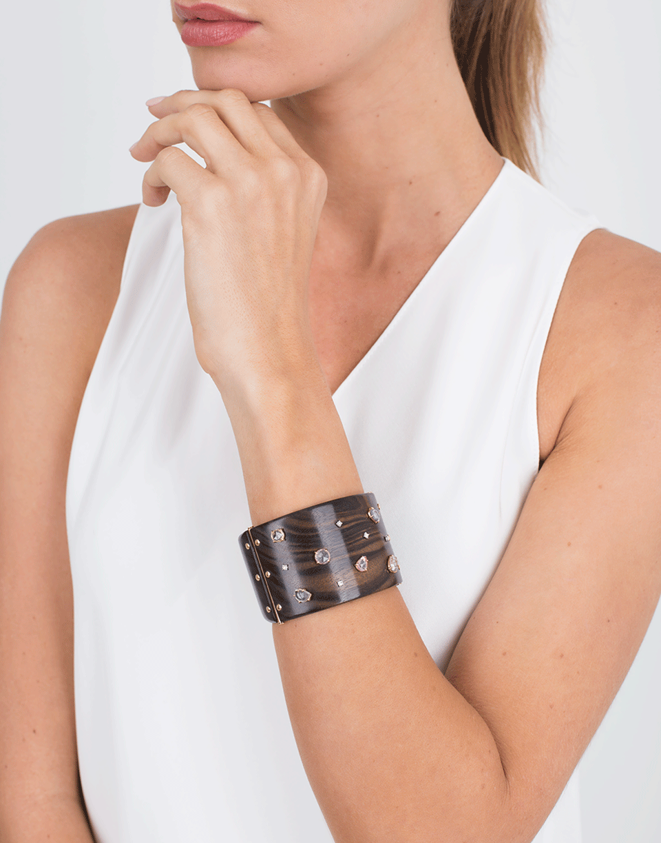 FEDERICA RETTORE-Multi Color Sapphire Ebony Wood Bracelet-ROSE GOLD