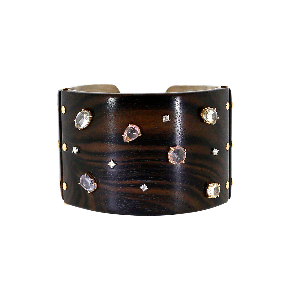 FEDERICA RETTORE-Multi Color Sapphire Ebony Wood Bracelet-ROSE GOLD