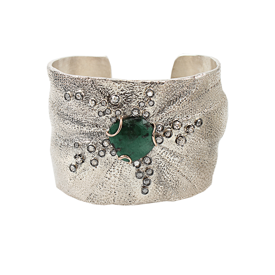 FEDERICA RETTORE-Emerald Cuff Bracelet-SILVER