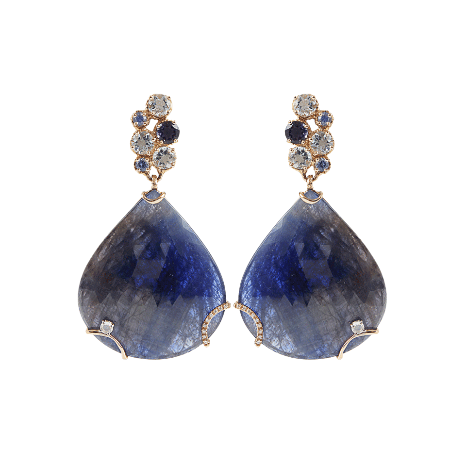 FEDERICA RETTORE-Blue Sapphire Drop Earrings-ROSE GLD
