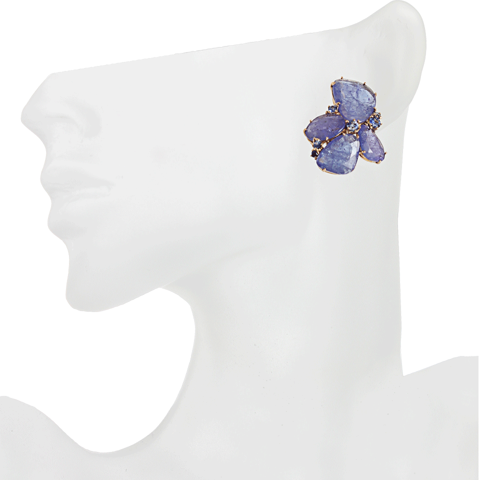 FEDERICA RETTORE-Tanzanite And Sapphire Cluster Earrings-ROSE GLD