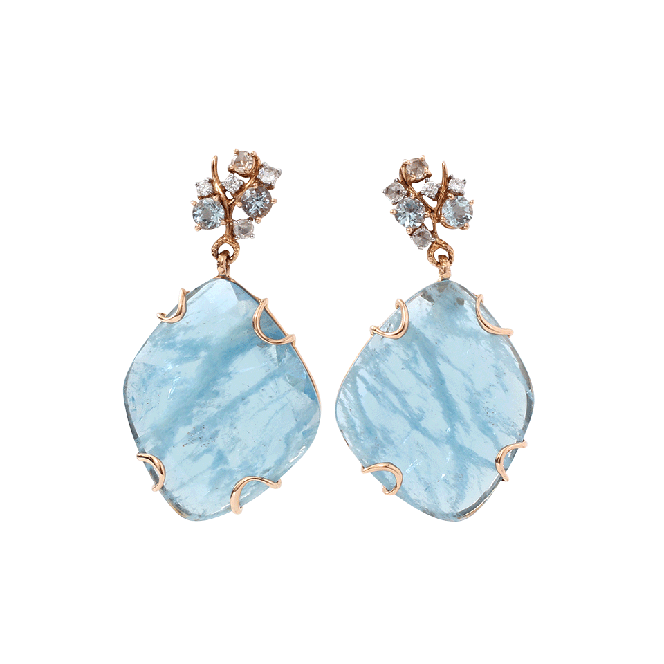 FEDERICA RETTORE-Aquamarine Slice Earrings-ROSE GOLD