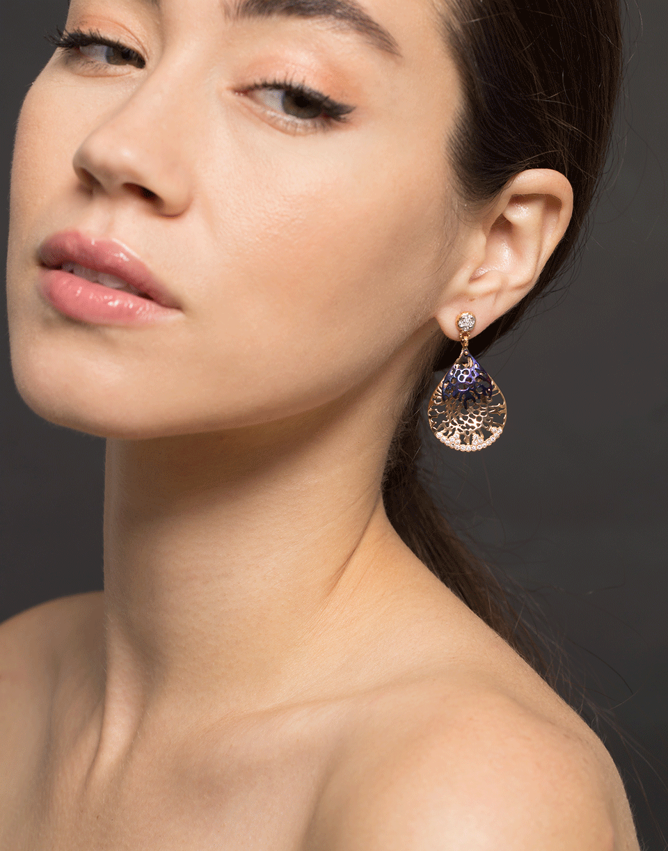 FEDERICA RETTORE-Gorgonia Diamond And Titanium Earrings-ROSE GOLD