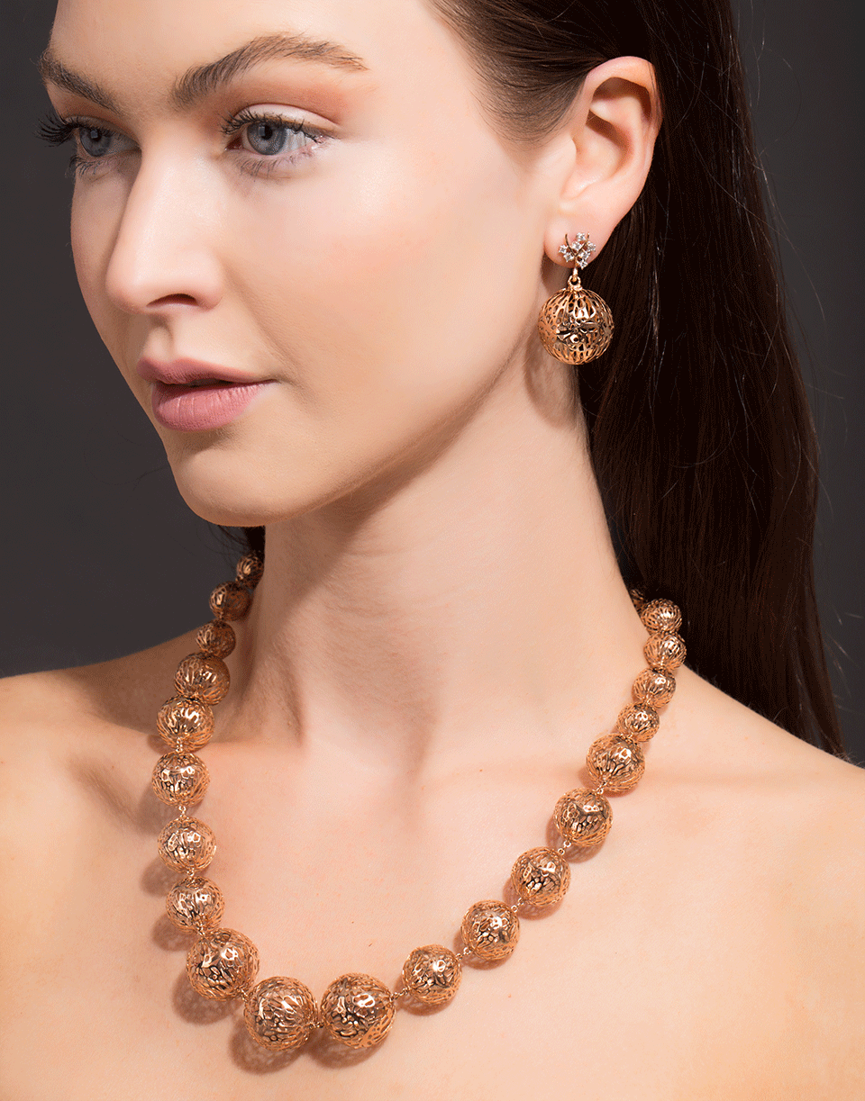 FEDERICA RETTORE-Gorgonia Diamond Ball Earrings-ROSE GOLD