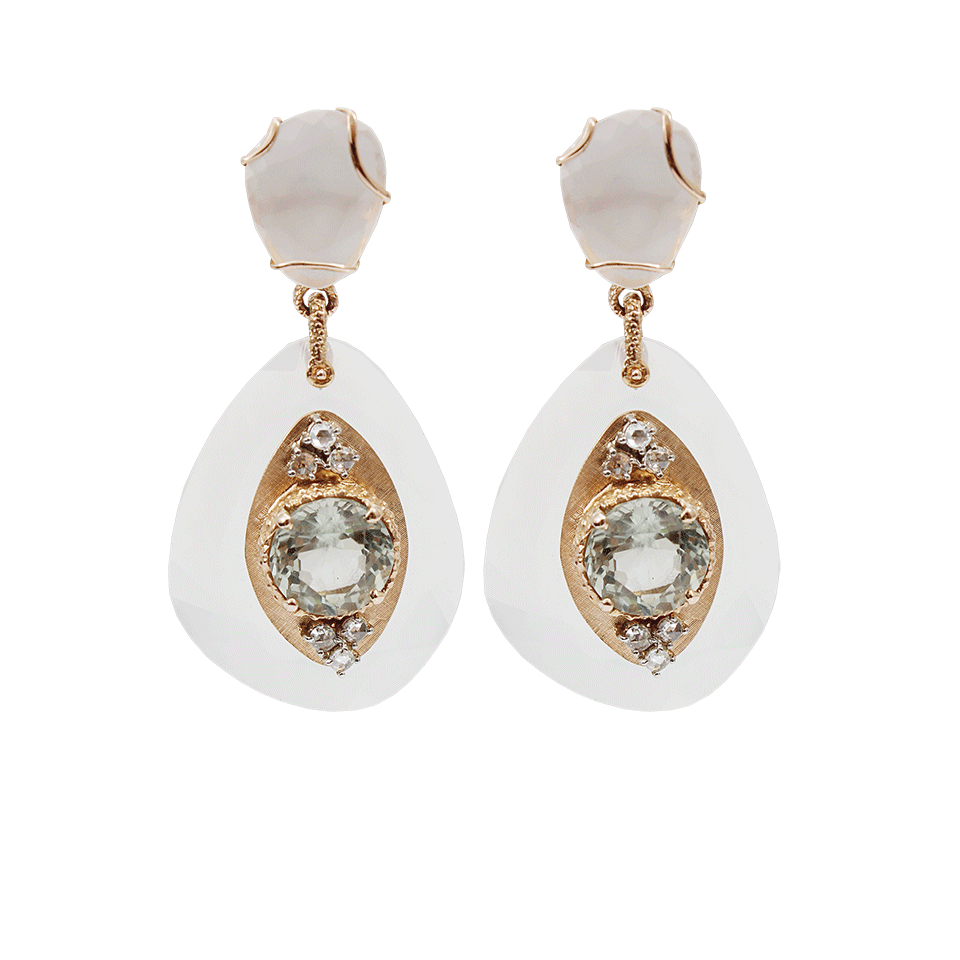 FEDERICA RETTORE-One of a Kind Milky Quartz Drop Earrings-ROSE GOLD