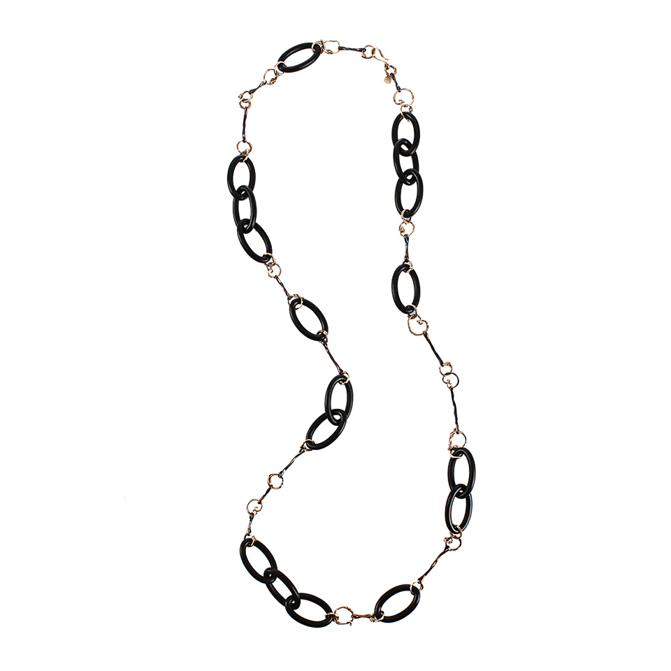 FEDERICA RETTORE-Ebony Wood Chain Link Necklace-R GOLD