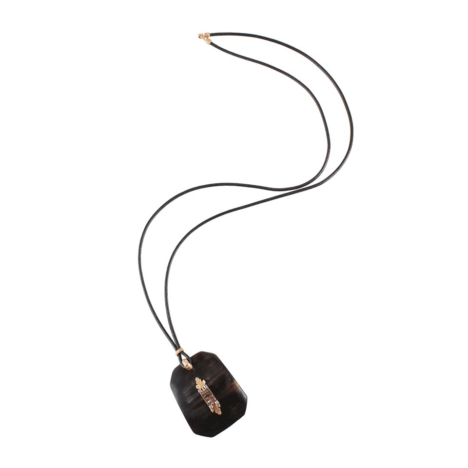 FEDERICA RETTORE-Horn and Brown Diamond Pendant Necklace-ROSE GLD