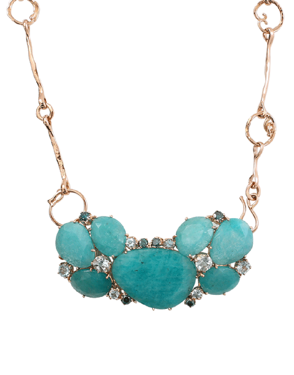 FEDERICA RETTORE-Amazonite Necklace With Aquamarines-ROSE GOLD