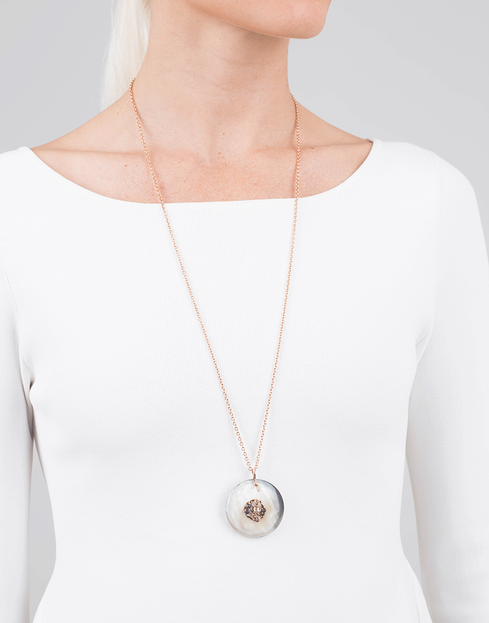 FEDERICA RETTORE-Blonde Zebu Horn Pendant Necklace-ROSE GOLD