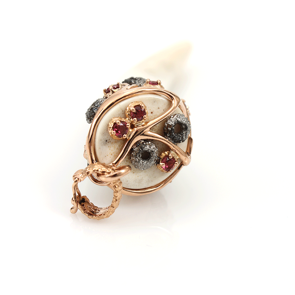 FEDERICA RETTORE-Cow Horn Pendant Necklace-ROSE GOLD