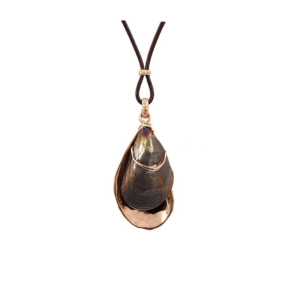 FEDERICA RETTORE-Double Shell Pendant Necklace-ROSE GOLD