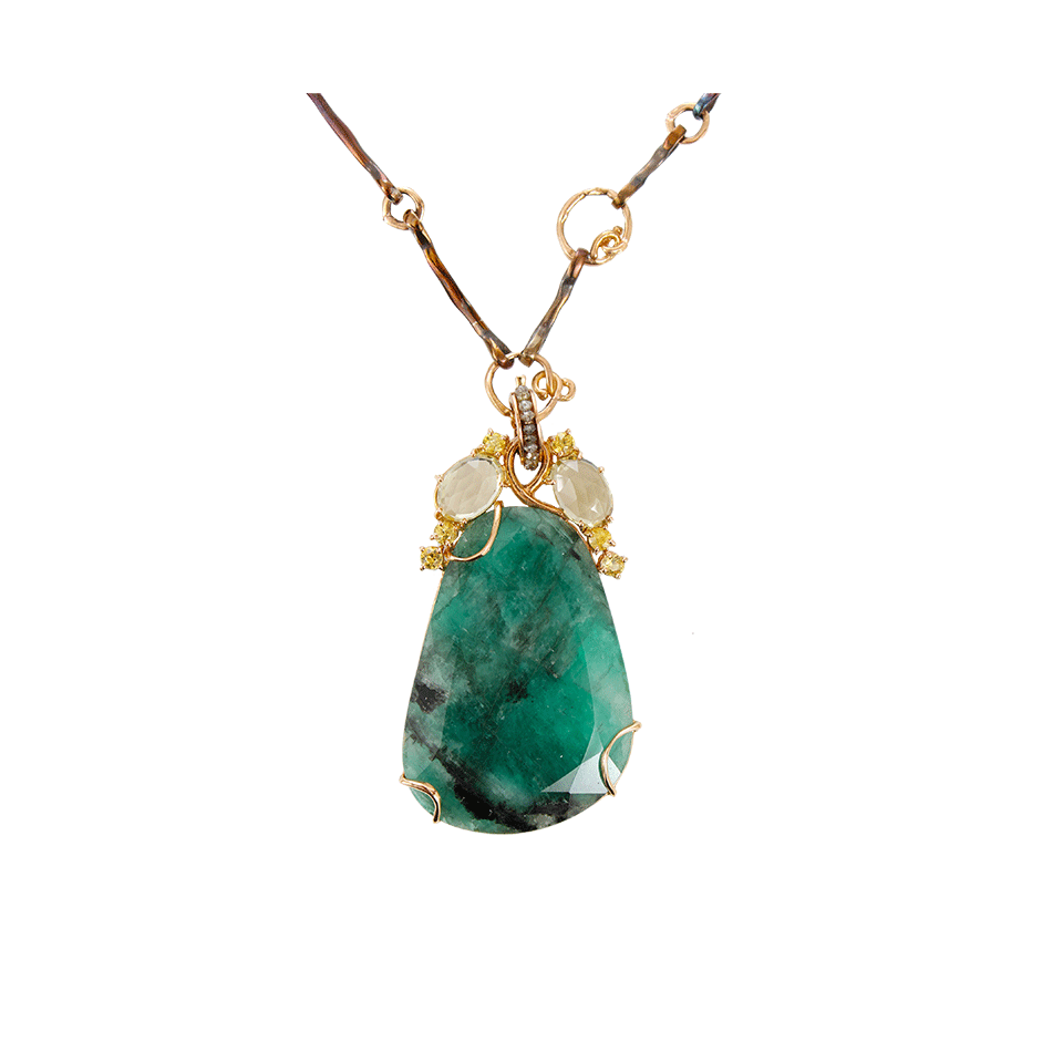 FEDERICA RETTORE-Flat Cut Emerald Necklace-ROSE GOLD