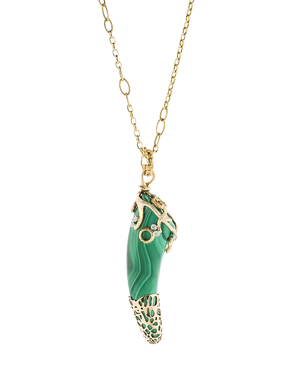 FEDERICA RETTORE-Gea Malachite Horn Pendant Necklace-ROSE GOLD