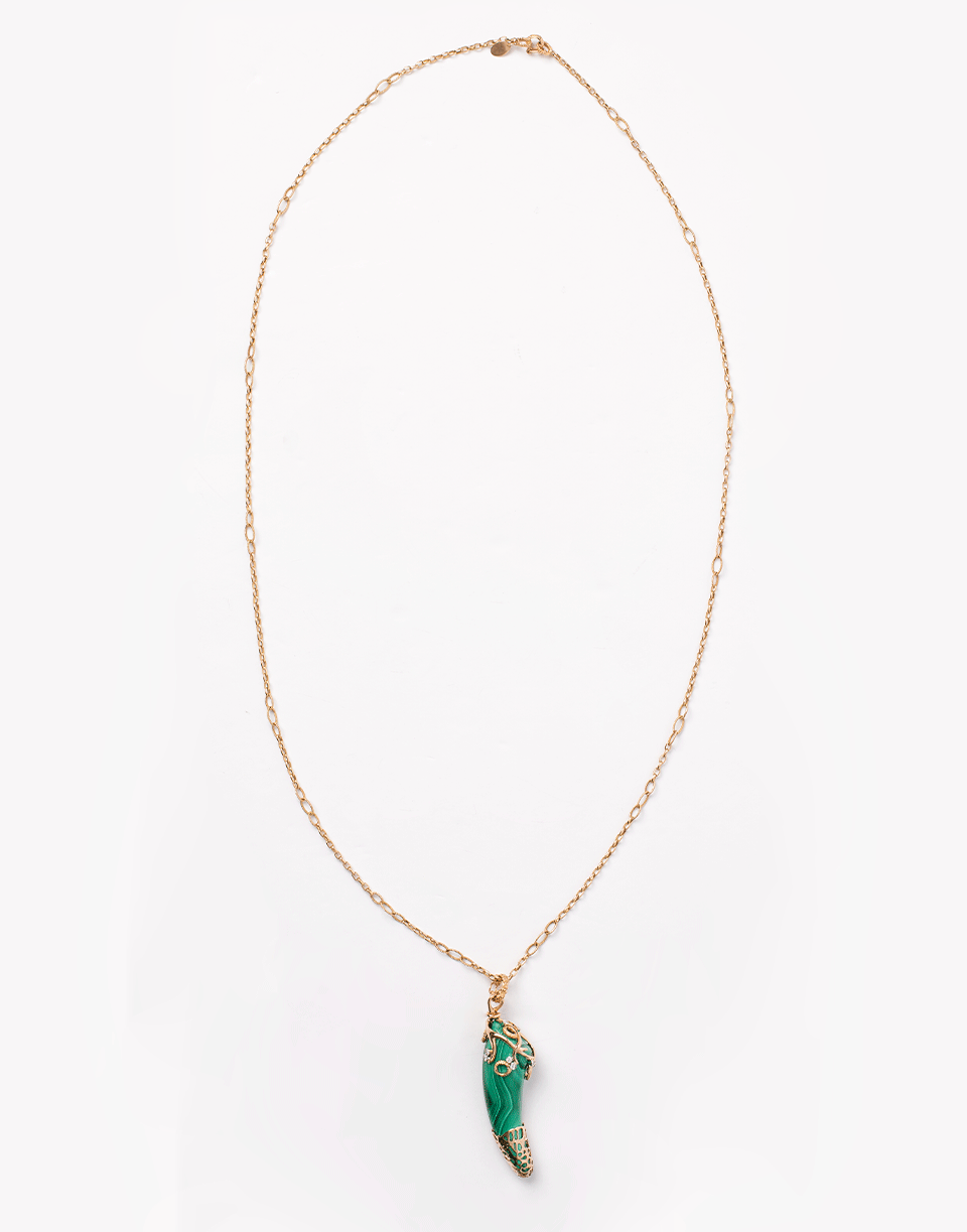 FEDERICA RETTORE-Gea Malachite Horn Pendant Necklace-ROSE GOLD