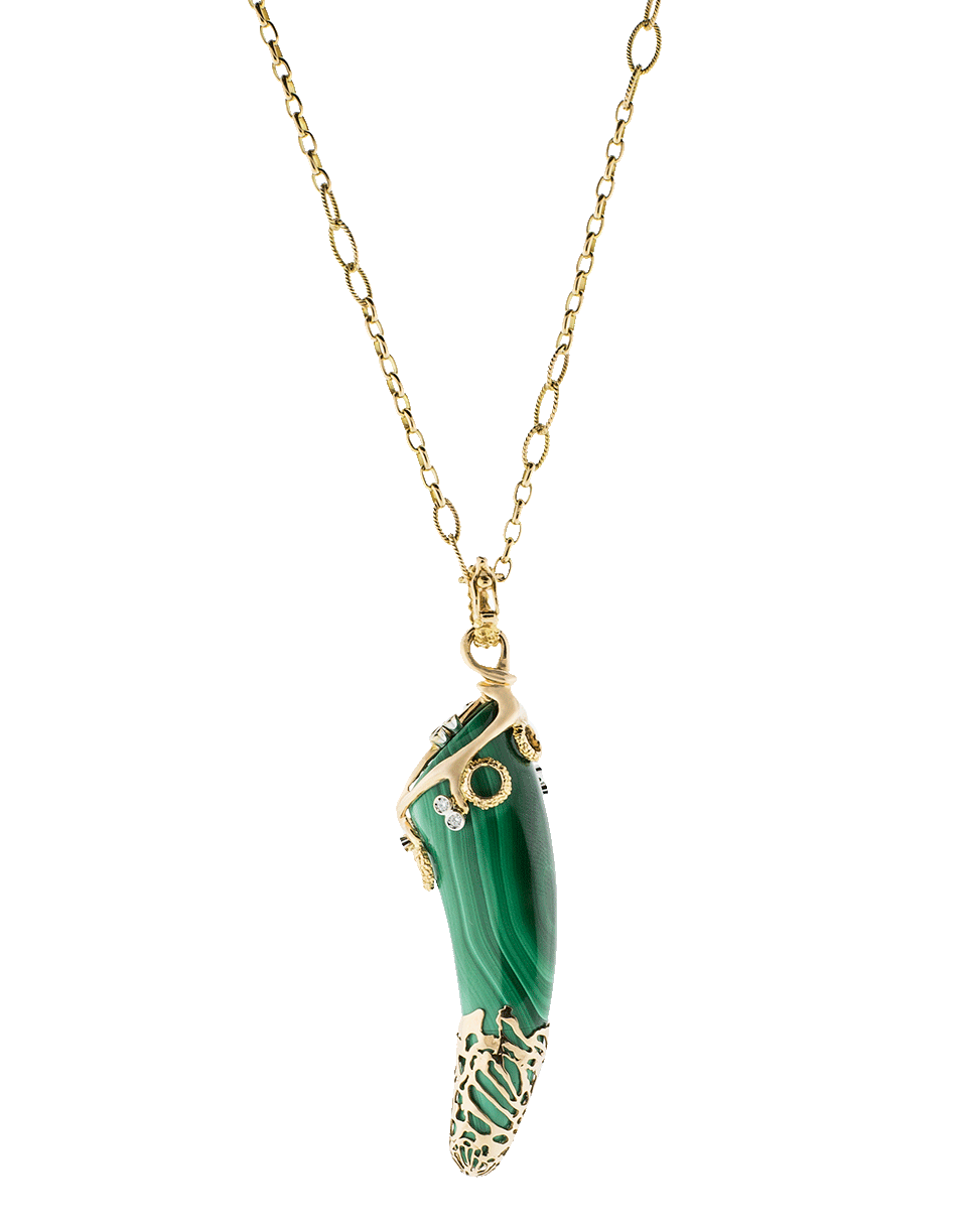 FEDERICA RETTORE-Gea Malachite Horn Pendant Necklace-ROSE GOLD