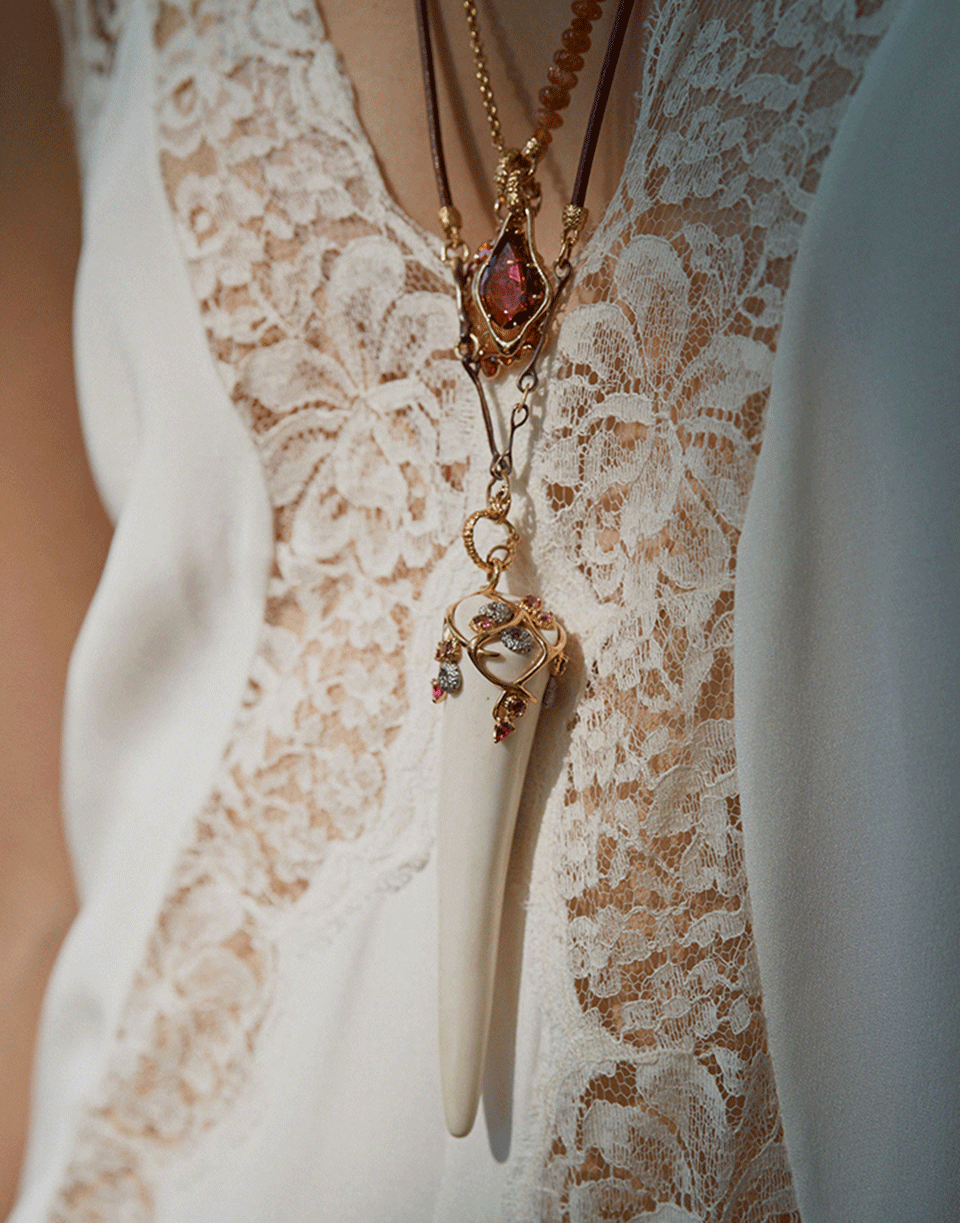 FEDERICA RETTORE-Horn Pendant Necklace-ROSE GOLD