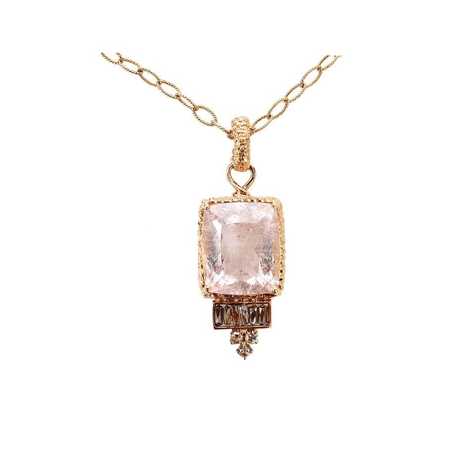 FEDERICA RETTORE-Light Pink Morganite Pendant Necklace-ROSE GOLD