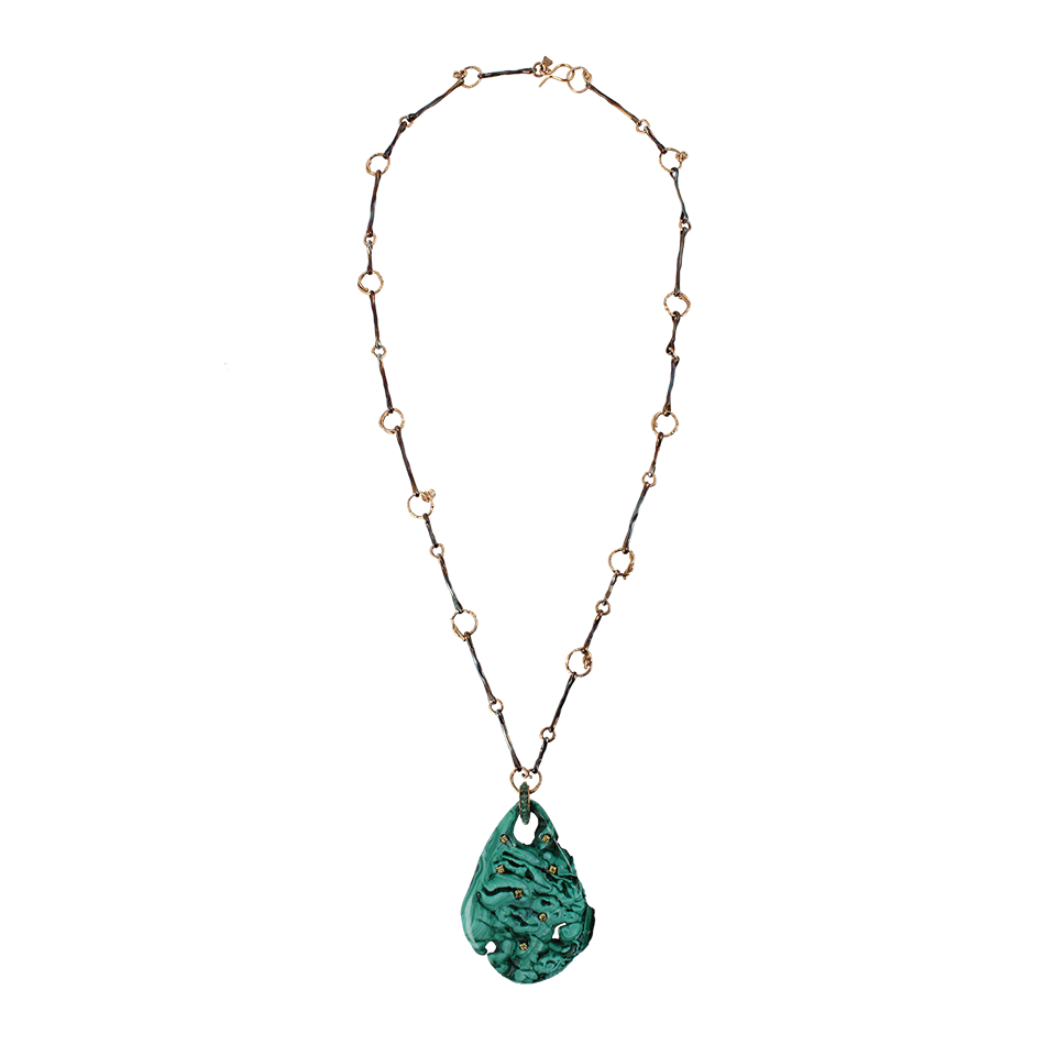FEDERICA RETTORE-Malachite Pendant Necklace-ROSE GOLD