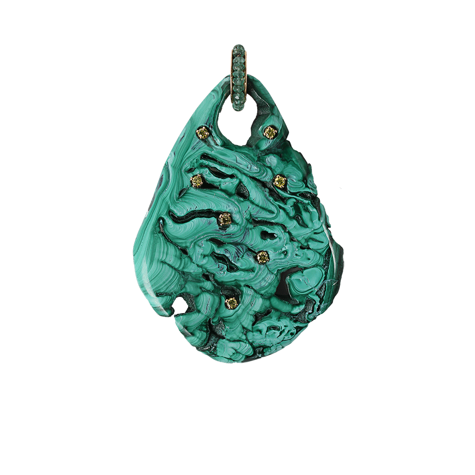 FEDERICA RETTORE-Malachite Pendant Necklace-ROSE GOLD
