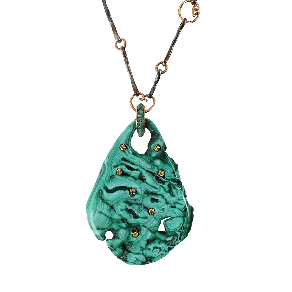 FEDERICA RETTORE-Malachite Pendant Necklace-ROSE GOLD